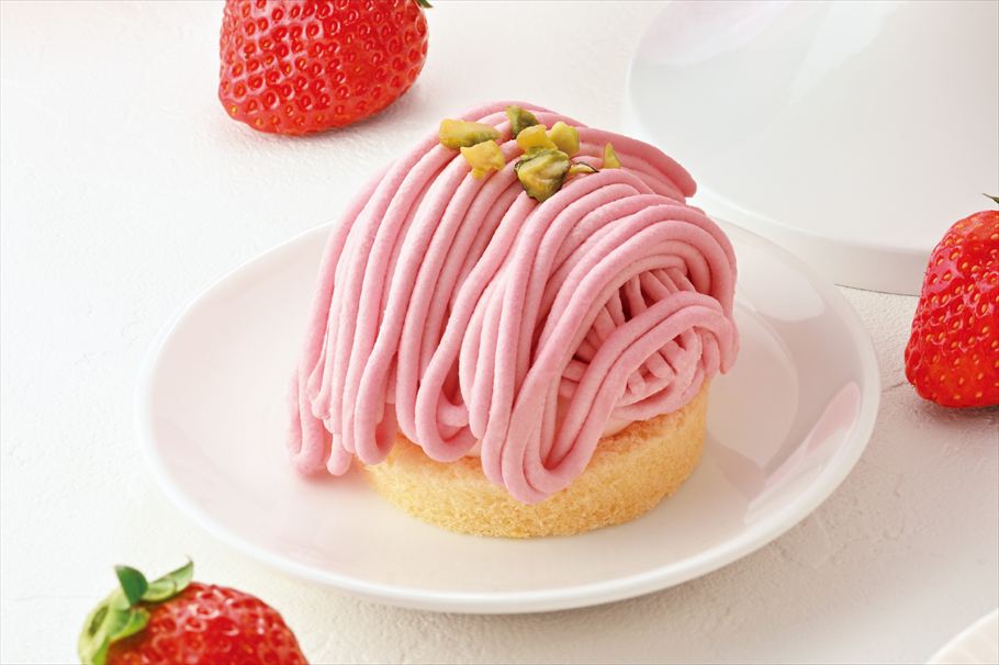 カフェ・ド・クリエの新作ケーキ「あまおう苺のモンブラン」
