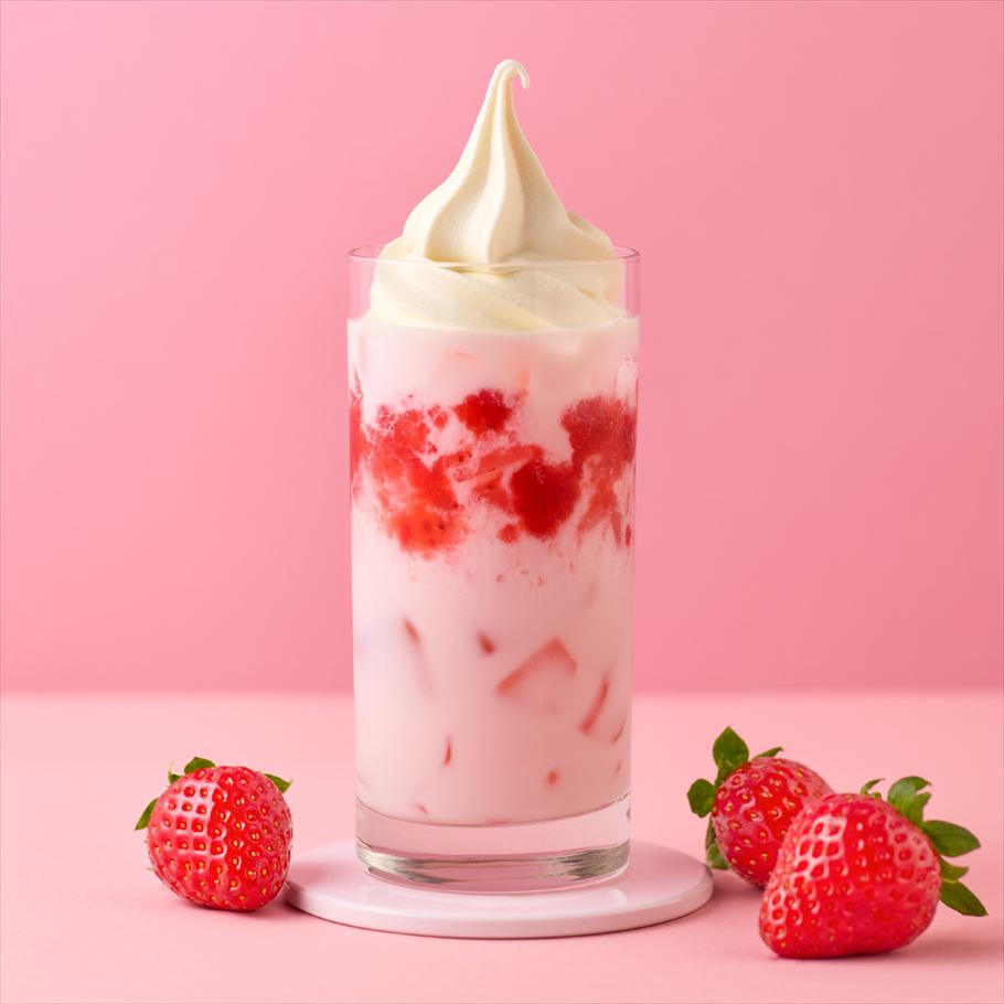 カフェ・ベローチェの新作ドリンク「いちごミルクフロート」