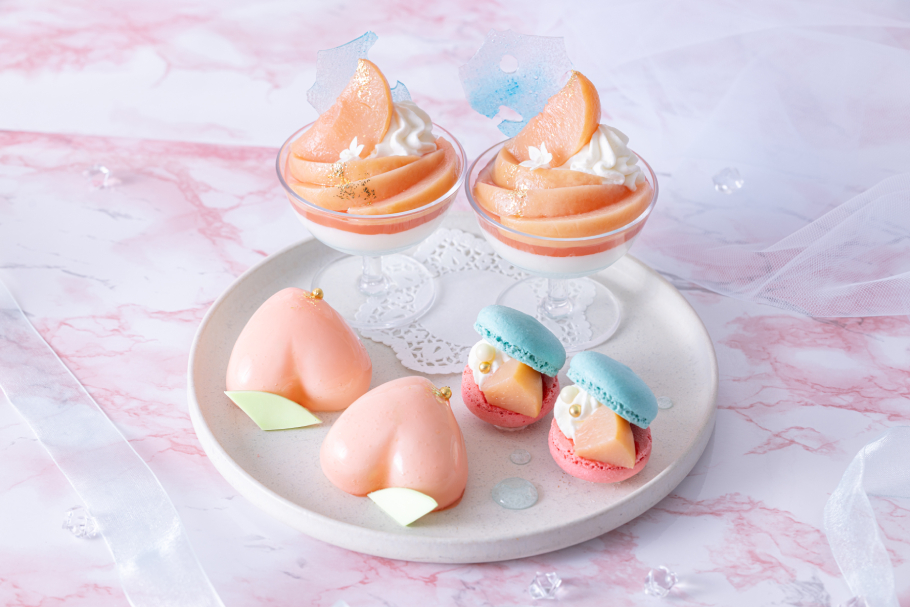 川越プリンスホテル「Peach Afternoon Tea Set~Pink&Aqua Blue~」