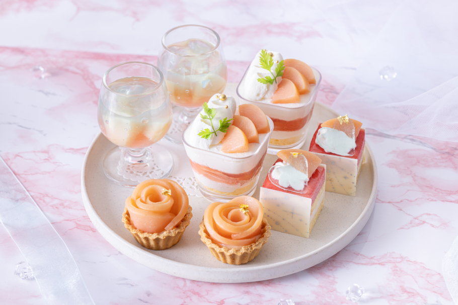 川越プリンスホテル「Peach Afternoon Tea Set~Pink&Aqua Blue~」