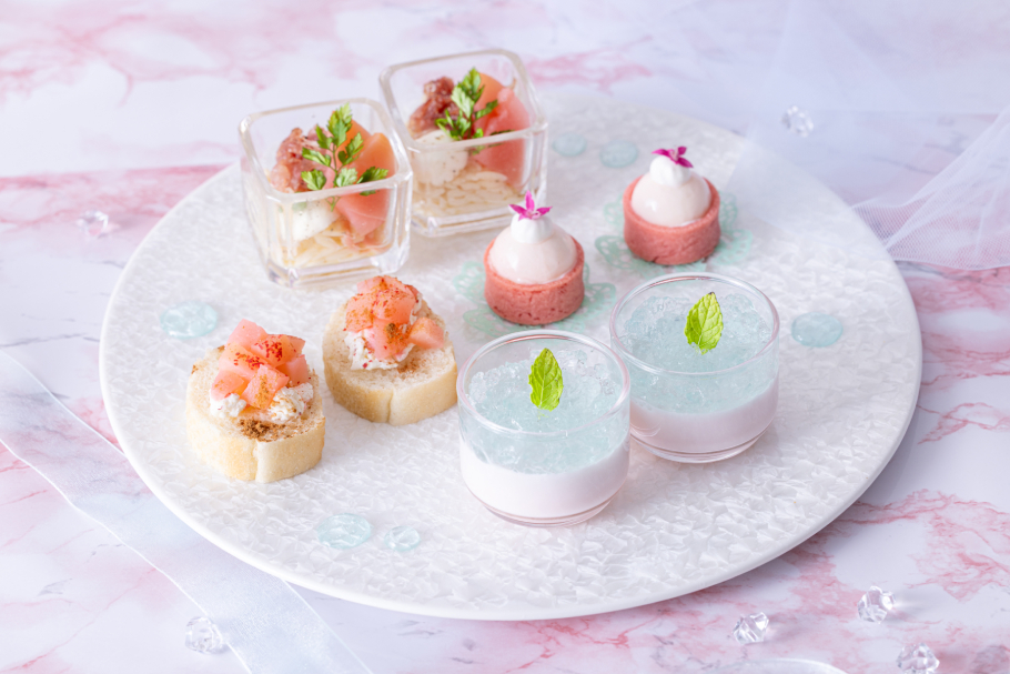 川越プリンスホテル「Peach Afternoon Tea Set~Pink&Aqua Blue~」